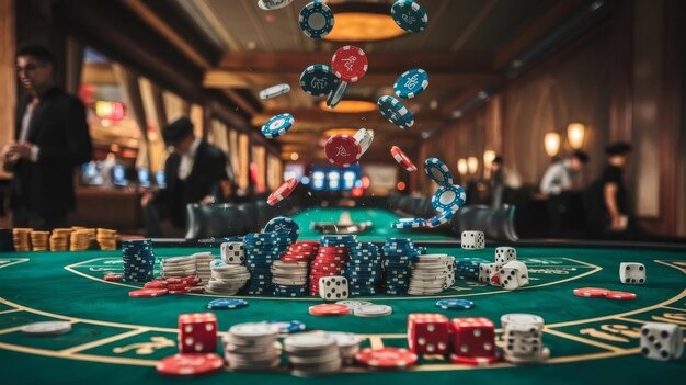 Caribbean Stud Poker dealer displaying five-card hand in live broadcast